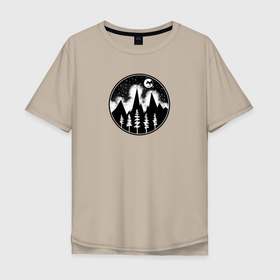 Мужская футболка хлопок Oversize с принтом Дракон и Горы в Тюмени, 100% хлопок | свободный крой, круглый ворот, “спинка” длиннее передней части | деревья | дикие | дикий | дракон | животные | звери | лес | милые | природа | смешные
