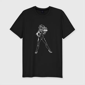 Мужская футболка хлопок Slim с принтом Позитивная Аска , 92% хлопок, 8% лайкра | приталенный силуэт, круглый вырез ворота, длина до линии бедра, короткий рукав | anime | aska | eva | evangelion | nerv | аниме | анимэ | аска | ева | евангилион | нерв | роботы | япония