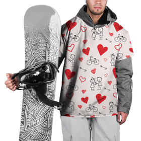 Накидка на куртку 3D с принтом Романтические сердечки , 100% полиэстер |  | велосипед | девочка | любовь | люди | мальчик | пара | розовый | романтика | сердечки | сердца | узор