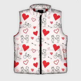 Мужской жилет утепленный 3D с принтом Романтические сердечки в Петрозаводске,  |  | велосипед | девочка | любовь | люди | мальчик | пара | розовый | романтика | сердечки | сердца | узор