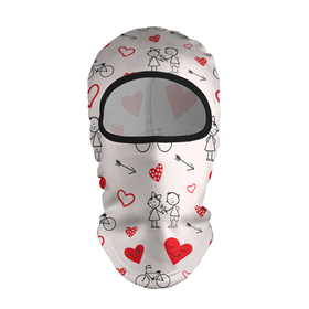 Балаклава 3D с принтом Романтические сердечки в Новосибирске, 100% полиэстер, ткань с особыми свойствами — Activecool | плотность 150–180 г/м2; хорошо тянется, но при этом сохраняет форму. Закрывает шею, вокруг отверстия для глаз кайма. Единый размер | велосипед | девочка | любовь | люди | мальчик | пара | розовый | романтика | сердечки | сердца | узор