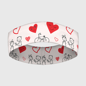Повязка на голову 3D с принтом Романтические сердечки в Белгороде,  |  | Тематика изображения на принте: велосипед | девочка | любовь | люди | мальчик | пара | розовый | романтика | сердечки | сердца | узор