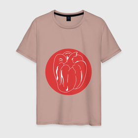 Мужская футболка хлопок с принтом Болгарский перчик в Тюмени, 100% хлопок | прямой крой, круглый вырез горловины, длина до линии бедер, слегка спущенное плечо. | ботаника | еда | огород | перец | перчик | простой | растение | универсальный