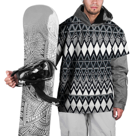 Накидка на куртку 3D с принтом Белые ромбы , 100% полиэстер |  | абстракция | геометрия | линии | многоугольники | полоски | ромбы | треугольники | узор | фигуры