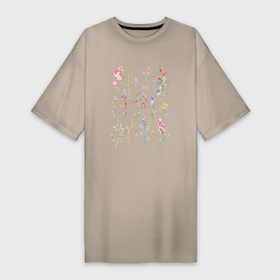 Платье-футболка хлопок с принтом Акварельный рисунок растений ,  |  | Тематика изображения на принте: акварельные растения | акварельный рисунок | ботаника | ботанический | природа | растения | растения акварелью | цветы | цветы акварелью