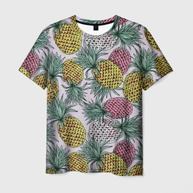 Мужская футболка 3D с принтом Ананасовый урожай в Екатеринбурге, 100% полиэфир | прямой крой, круглый вырез горловины, длина до линии бедер | ананас | ананасы | арт | летний принт | лето | рисунок | урожай | урожай ананасов