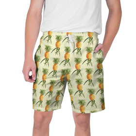 Мужские шорты 3D с принтом Побеги ананасов в Кировске,  полиэстер 100% | прямой крой, два кармана без застежек по бокам. Мягкая трикотажная резинка на поясе, внутри которой широкие завязки. Длина чуть выше колен | ананас | ананасы | арт | летний принт | лето | рисунок