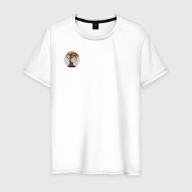 Мужская футболка хлопок с принтом Эра обезьян в Екатеринбурге, 100% хлопок | прямой крой, круглый вырез горловины, длина до линии бедер, слегка спущенное плечо. | белый | коричневый | минимализм | обезьяна | эра