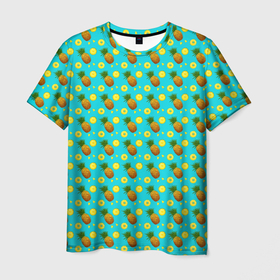 Мужская футболка 3D с принтом Много ананасов в Екатеринбурге, 100% полиэфир | прямой крой, круглый вырез горловины, длина до линии бедер | ананас | ананасы | арт | летний принт | лето | маленький принт | маленький рисунок | мелкий принт | мелкий рисунок | много ананасов | рисунок