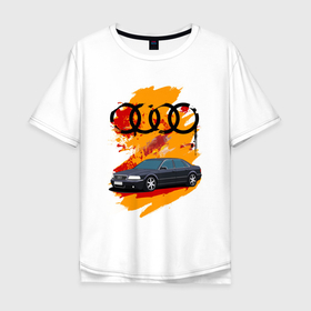 Мужская футболка хлопок Oversize с принтом Audi A8 D2 Перед бок в Кировске, 100% хлопок | свободный крой, круглый ворот, “спинка” длиннее передней части | audi | audi a8 | audi a8 d2 | авто | ауди | ауди а8
