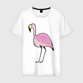 Мужская футболка хлопок с принтом Улыбка фламинго , 100% хлопок | прямой крой, круглый вырез горловины, длина до линии бедер, слегка спущенное плечо. | арт | животное | зверь | природа | птица | птичка | розовый | фламинго | эко
