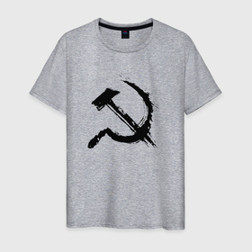 Мужская футболка хлопок с принтом Серп и молот советский в Екатеринбурге, 100% хлопок | прямой крой, круглый вырез горловины, длина до линии бедер, слегка спущенное плечо. | молот | серп | советский | союз | ссср