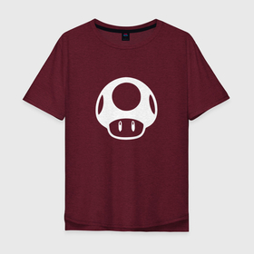 Мужская футболка хлопок Oversize с принтом Грибок из Марио в Тюмени, 100% хлопок | свободный крой, круглый ворот, “спинка” длиннее передней части | Тематика изображения на принте: game | games | mario | гриб | грибы | игра | игры | марио