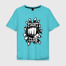 Мужская футболка хлопок Oversize с принтом F Club в Белгороде, 100% хлопок | свободный крой, круглый ворот, “спинка” длиннее передней части | fight club | fist | hit | pow | бойцовский клуб | кулак | удар
