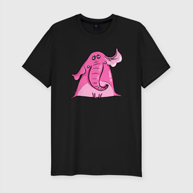 Мужская футболка хлопок Slim с принтом Розовый  слон в Белгороде, 92% хлопок, 8% лайкра | приталенный силуэт, круглый вырез ворота, длина до линии бедра, короткий рукав | Тематика изображения на принте: милый | розовый слон | слон | слоненок | слониха