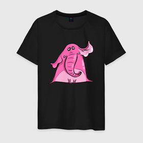 Мужская футболка хлопок с принтом Розовый  слон , 100% хлопок | прямой крой, круглый вырез горловины, длина до линии бедер, слегка спущенное плечо. | милый | розовый слон | слон | слоненок | слониха