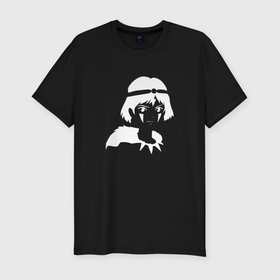 Мужская футболка хлопок Slim с принтом Красавица Мононоке в Екатеринбурге, 92% хлопок, 8% лайкра | приталенный силуэт, круглый вырез ворота, длина до линии бедра, короткий рукав | anime | mononoke | mononoke hime | аниме | анимэ