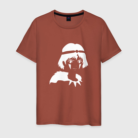 Мужская футболка хлопок с принтом Красавица Мононоке в Санкт-Петербурге, 100% хлопок | прямой крой, круглый вырез горловины, длина до линии бедер, слегка спущенное плечо. | anime | mononoke | mononoke hime | аниме | анимэ
