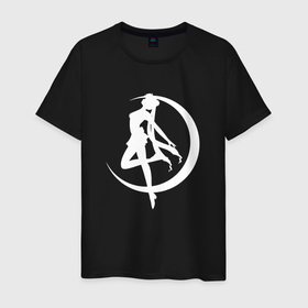 Мужская футболка хлопок с принтом Сейлор на фоне месяца , 100% хлопок | прямой крой, круглый вырез горловины, длина до линии бедер, слегка спущенное плечо. | anime | sailor moon | аниме | анимэ | луна | лунная призма | сейлор мун | серебрянное тысячелетие | сэйлор