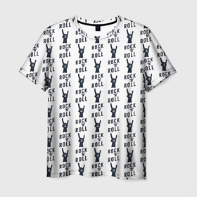 Мужская футболка 3D с принтом Рок н ролл сила , 100% полиэфир | прямой крой, круглый вырез горловины, длина до линии бедер | rock and roll | знак | музыка | паттерн | рок | рок н ролл | символ