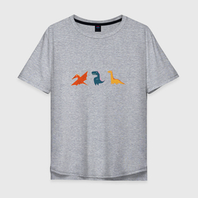 Мужская футболка хлопок Oversize с принтом Диномем в Екатеринбурге, 100% хлопок | свободный крой, круглый ворот, “спинка” длиннее передней части | дино | динозавры | мем | мультик | прикол