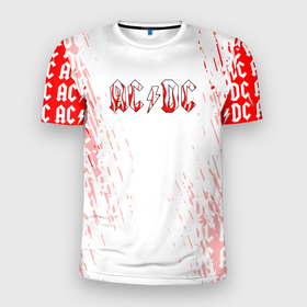 Мужская футболка 3D Slim с принтом AC DC Паттерн в Новосибирске, 100% полиэстер с улучшенными характеристиками | приталенный силуэт, круглая горловина, широкие плечи, сужается к линии бедра | Тематика изображения на принте: ac dc | acdc | ас дс | асдс