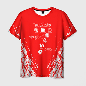 Мужская футболка 3D с принтом 7 СМЕРТНЫХ ГРЕХОВ   МЕЛОДИАС СИМВОЛ ДРАКОН. в Кировске, 100% полиэфир | прямой крой, круглый вырез горловины, длина до линии бедер | 4 сезон | nanatsu no taizai | аниме | мелиодас