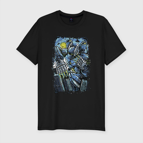 Мужская футболка хлопок Slim с принтом Destroyer Cyborg в Курске, 92% хлопок, 8% лайкра | приталенный силуэт, круглый вырез ворота, длина до линии бедра, короткий рукав | инопланетяне | инопланетянин | монстр | нло | пришельцы | существо | ужасы | фантастика | чужие | чужой