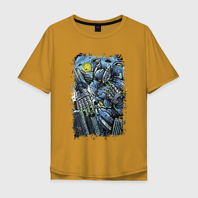 Мужская футболка хлопок Oversize с принтом Destroyer Cyborg , 100% хлопок | свободный крой, круглый ворот, “спинка” длиннее передней части | инопланетяне | инопланетянин | монстр | нло | пришельцы | существо | ужасы | фантастика | чужие | чужой