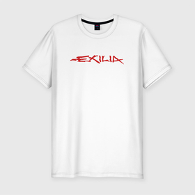Мужская футболка хлопок Slim с принтом EXILIA | RED LOGO в Екатеринбурге, 92% хлопок, 8% лайкра | приталенный силуэт, круглый вырез ворота, длина до линии бедра, короткий рукав | emblem | exilia | logo | rock | альтернатива | ексилия | лого | логотип | рок | эксилия | эмблема