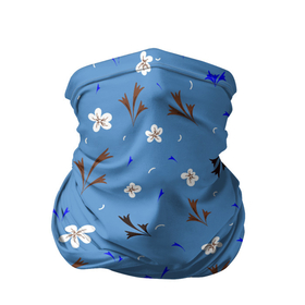 Бандана-труба 3D с принтом Цветочки мелкие в Новосибирске, 100% полиэстер, ткань с особыми свойствами — Activecool | плотность 150‒180 г/м2; хорошо тянется, но сохраняет форму | Тематика изображения на принте: лето | листики | листья | мелкие | паттерн | растения | синий | узор | цветочки | цветы