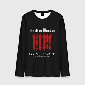 Мужской лонгслив 3D с принтом Marilyn Manson MM в Екатеринбурге, 100% полиэстер | длинные рукава, круглый вырез горловины, полуприлегающий силуэт | goth | gothic | manson | marilyn | metal | mm | music | rock | гот | готы | метал | мэнсон | мэрилин | рок