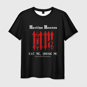 Мужская футболка 3D с принтом Marilyn Manson MM в Петрозаводске, 100% полиэфир | прямой крой, круглый вырез горловины, длина до линии бедер | Тематика изображения на принте: goth | gothic | manson | marilyn | metal | mm | music | rock | гот | готы | метал | мэнсон | мэрилин | рок