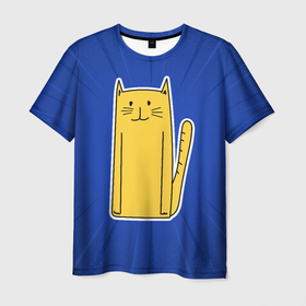 Мужская футболка 3D с принтом Длинный  желтый кот в Тюмени, 100% полиэфир | прямой крой, круглый вырез горловины, длина до линии бедер | желтый кот | кот | котенок | котик | кошка