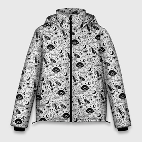 Мужская зимняя куртка 3D с принтом ГРИБЫ в Новосибирске, верх — 100% полиэстер; подкладка — 100% полиэстер; утеплитель — 100% полиэстер | длина ниже бедра, свободный силуэт Оверсайз. Есть воротник-стойка, отстегивающийся капюшон и ветрозащитная планка. 

Боковые карманы с листочкой на кнопках и внутренний карман на молнии. | abstraction | art | background | eyes | leaves | month | mushrooms | pattern | stars | texture | абстракция | арт | глаза | грибы | звезды | листья | месяц | паттерн | текстура | фон