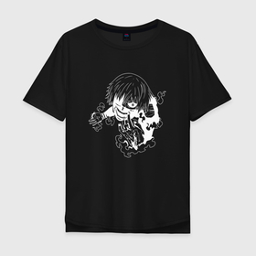 Мужская футболка хлопок Oversize с принтом Летящий Гуль , 100% хлопок | свободный крой, круглый ворот, “спинка” длиннее передней части | Тематика изображения на принте: anime | kaneki ken | tokyo ghoul | аниме | анимэ | кен канеки | кэн канеки | токийский гуль