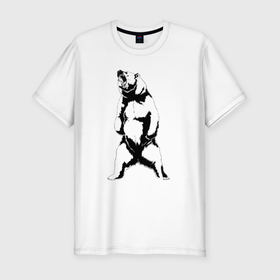 Мужская футболка хлопок Slim с принтом Лесной хищник , 92% хлопок, 8% лайкра | приталенный силуэт, круглый вырез ворота, длина до линии бедра, короткий рукав | арт | иллюстрация | косолапый | мишка | хищник