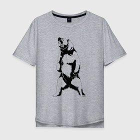 Мужская футболка хлопок Oversize с принтом Лесной хищник в Курске, 100% хлопок | свободный крой, круглый ворот, “спинка” длиннее передней части | арт | иллюстрация | косолапый | мишка | хищник