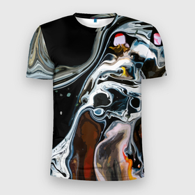 Мужская футболка 3D Slim с принтом Vanguard pattern 2088 в Кировске, 100% полиэстер с улучшенными характеристиками | приталенный силуэт, круглая горловина, широкие плечи, сужается к линии бедра | abstraction | fashion | pattern | vanguard | абстракция | авангард | мода | узор