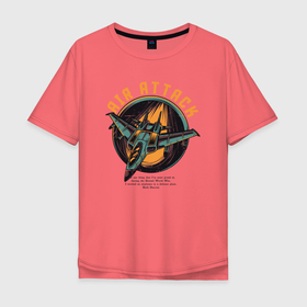 Мужская футболка хлопок Oversize с принтом Воздушная Аттака в Санкт-Петербурге, 100% хлопок | свободный крой, круглый ворот, “спинка” длиннее передней части | ввс | небо | самолёт | узор