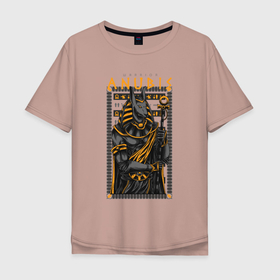 Мужская футболка хлопок Oversize с принтом Воин Анубис в Курске, 100% хлопок | свободный крой, круглый ворот, “спинка” длиннее передней части | анубис | воин | египет | мифология | узор