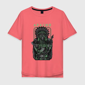 Мужская футболка хлопок Oversize с принтом Воин Апачи , 100% хлопок | свободный крой, круглый ворот, “спинка” длиннее передней части | апачи | воин | горилла | обезьяна | узор