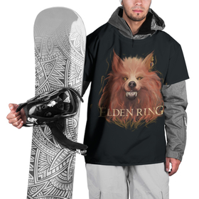 Накидка на куртку 3D с принтом Алый волк из Elden Ring , 100% полиэстер |  | elden ring | red wolf of radagon | академия райи лукарии | босс в игре | елдон ринг | красный волк | радагон