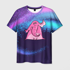 Мужская футболка 3D с принтом Розовый  слоник в Белгороде, 100% полиэфир | прямой крой, круглый вырез горловины, длина до линии бедер | милый | розовый слон | слон | слоненок | слониха