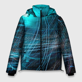 Мужская зимняя куртка 3D с принтом Тонкая голубая линия в Екатеринбурге, верх — 100% полиэстер; подкладка — 100% полиэстер; утеплитель — 100% полиэстер | длина ниже бедра, свободный силуэт Оверсайз. Есть воротник-стойка, отстегивающийся капюшон и ветрозащитная планка. 

Боковые карманы с листочкой на кнопках и внутренний карман на молнии. | абстрактное | абстракция | бесконечность | волшебство | вселенная | вспышка | галактика | графика | зигзаг | космос | линия | луч | магия | неон | полоса | полосы | свет | сияние | туман | узор
