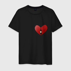 Мужская футболка хлопок с принтом Винишко в сердце в Петрозаводске, 100% хлопок | прямой крой, круглый вырез горловины, длина до линии бедер, слегка спущенное плечо. | в сердце | винишко | вино | винцо | красное