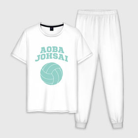 Мужская пижама хлопок с принтом Aoba Johsai в Тюмени, 100% хлопок | брюки и футболка прямого кроя, без карманов, на брюках мягкая резинка на поясе и по низу штанин
 | anime | haikyuu | аниме | анимэ | волейбол