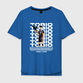 Мужская футболка хлопок Oversize с принтом Тобио арт в Кировске, 100% хлопок | свободный крой, круглый ворот, “спинка” длиннее передней части | Тематика изображения на принте: anime | haikyuu | tobio kageyama | аниме | анимэ | волейбол | тобио кагэяма