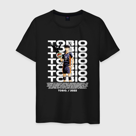 Мужская футболка хлопок с принтом Тобио арт в Екатеринбурге, 100% хлопок | прямой крой, круглый вырез горловины, длина до линии бедер, слегка спущенное плечо. | Тематика изображения на принте: anime | haikyuu | tobio kageyama | аниме | анимэ | волейбол | тобио кагэяма