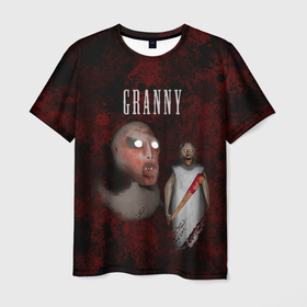 Мужская футболка 3D с принтом Granny. в Курске, 100% полиэфир | прямой крой, круглый вырез горловины, длина до линии бедер | granny | бабушка | монстр | надпись | название | хоррор